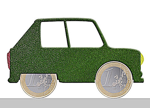 绿色,汽车,1欧元,硬币,轮胎