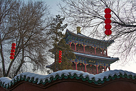 冬季乌鲁木齐红山公园远眺楼雪中静谧
