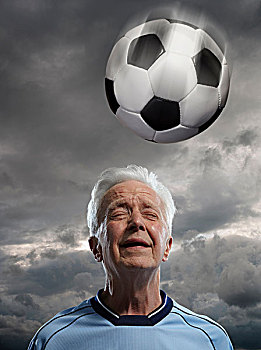 老人,顶球,足球
