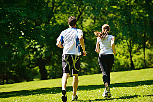 年轻,情侣,慢跑,公园,健康,概念