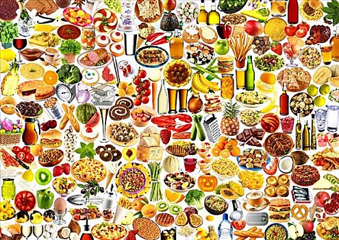 彩色,食物,餐具