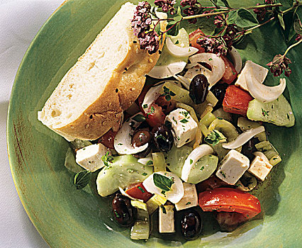 希腊沙拉,腌制,蔬菜,羊乳酪