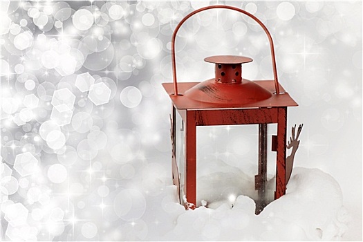圣诞节,背景,红灯笼,雪中