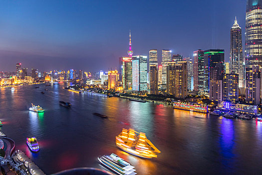 上海,黄浦江,两岸,夜景