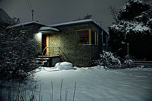 积雪,房子,前院