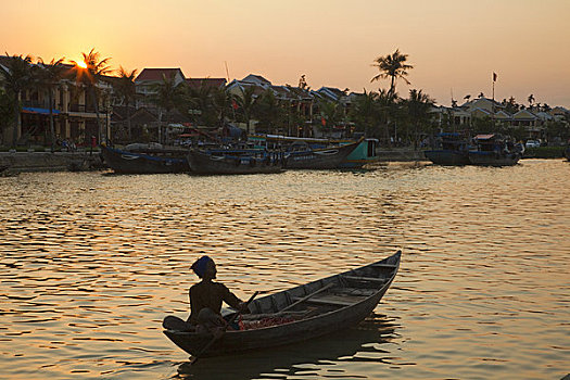 人,划船,船,河,惠安,越南