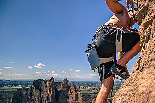 攀岩者,攀岩,史密斯岩石州立公园,俄勒冈,美国