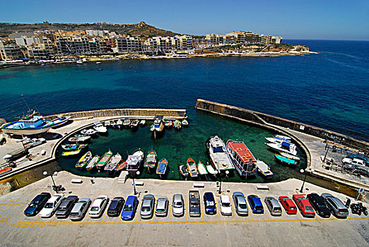 停放,捕鱼,船,港口,区域,戈佐岛,马耳他,地中海,欧洲