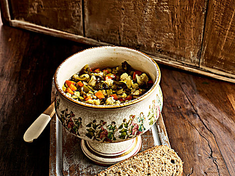 蔬菜汤,旧式,汤碗