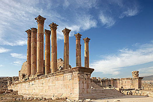 柱子,阿耳特弥斯神庙,建造,二世纪,广告,古老,罗马,城市,杰拉什,局部,戴克波利斯,约旦,亚洲