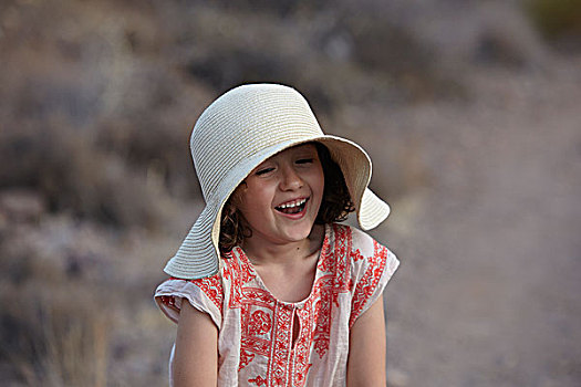 女孩,太阳帽,笑,艾美利亚,安达卢西亚,西班牙