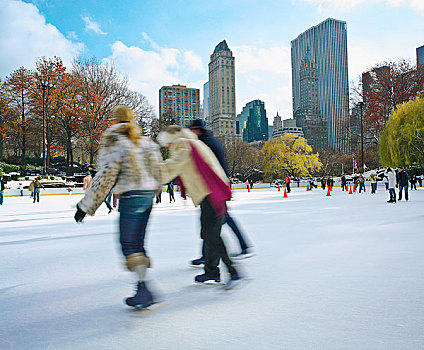 人,滑冰,沃勒曼滑冰场,中央公园,纽约