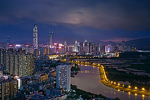 中国广东深圳罗湖都市夜景