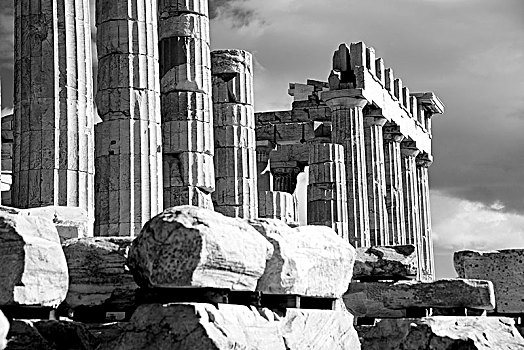 堆放,石头,毁坏,帕特侬神庙,雅典,阿提卡,希腊