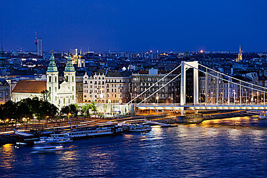 城市,布达佩斯,夜晚