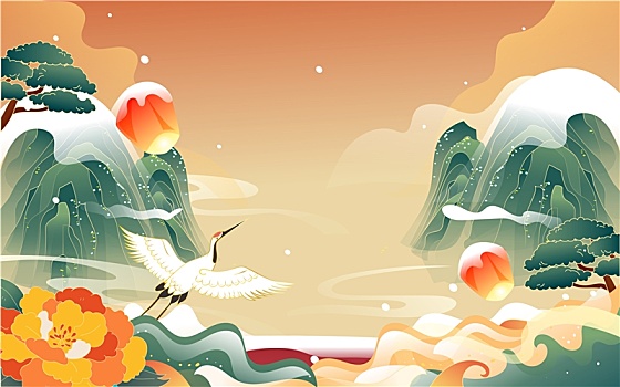 冬至立冬節(jié)氣中國風(fēng)古建筑城市景點(diǎn)雪景插畫