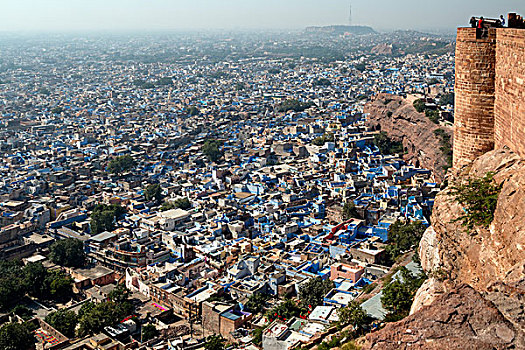 风景,梅兰加尔堡,蓝色,城市,地区,拉贾斯坦邦,印度,亚洲