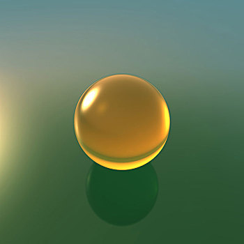 玻璃,黄色,球,绿色背景