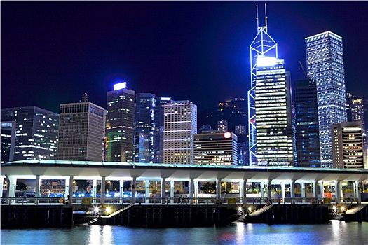 香港,天际线,码头