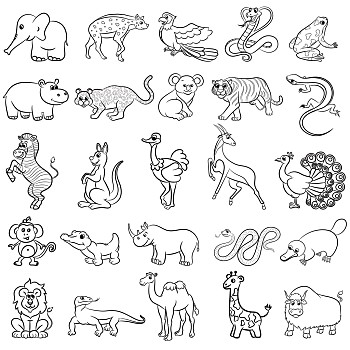 动物组合简笔画复杂图片