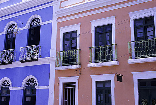 巴西,靠近,累西腓,街景,窗户,彩色,房子