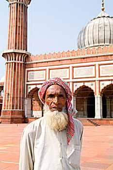 印度,德里,一个,男人,站立,清真寺,国家
