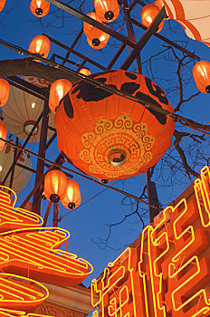 红色,灯笼,餐馆,夜晚,北京,中国