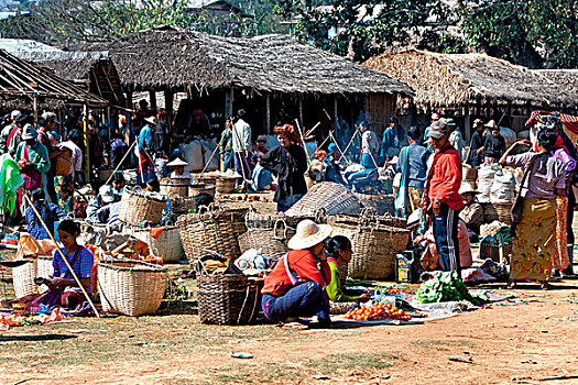 市场,靠近,茵莱湖,缅甸,东南亚,亚洲