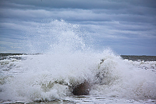 碰撞,波浪,海洋,能量,水,自然