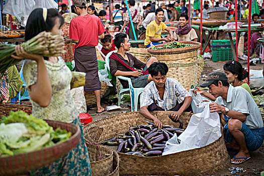 亚洲,缅甸,仰光,市场,食物