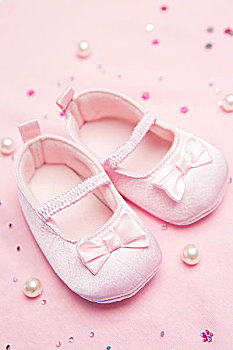 粉色,童鞋,女孩,毯子,珍珠