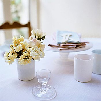 餐具,餐巾,春花,桌上