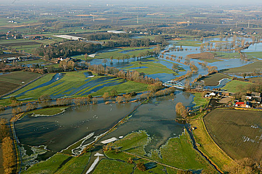 洪水,里皮河,北莱茵威斯特伐利亚,德国,欧洲
