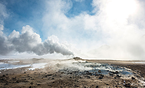 上升,蒸汽,喷气孔,地热,区域,纳玛斯克德,北方,冰岛,欧洲