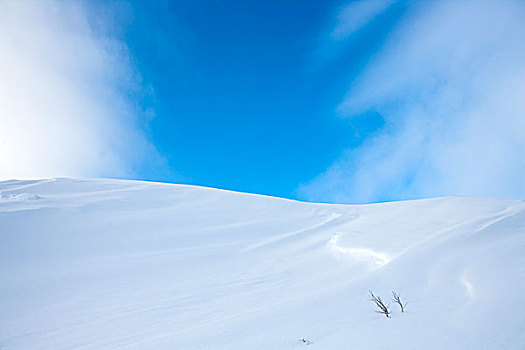 积雪,山,蓝天