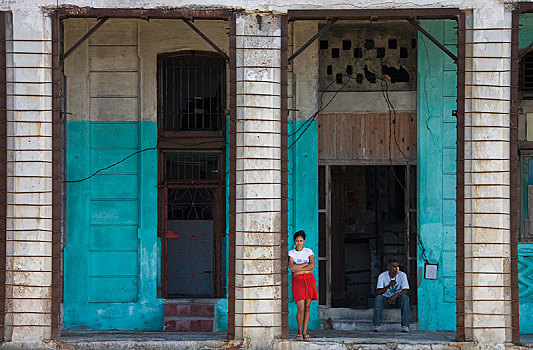建筑,穷,状况,马雷贡,哈瓦那,古巴,中美洲