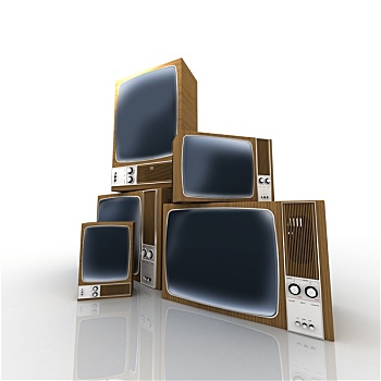 堆积,旧式,电视