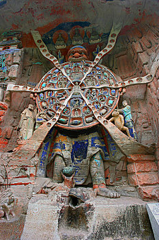 大足宝顶山石刻,轮回转世,六道轮回图,它是佛教人生的物化表述