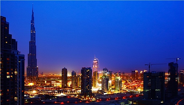 迪拜,市区,夜晚