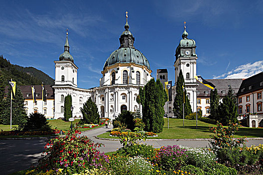 院落,教堂,艾塔,上巴伐利亚,巴伐利亚,德国,欧洲