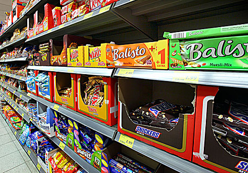 架子,多样,糖果,巧克力块,自助,食物,超市,德国,欧洲