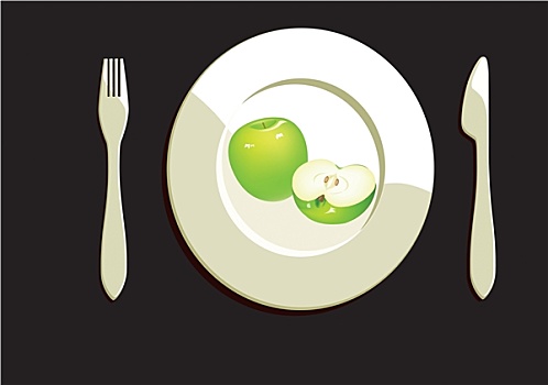就餐,盘子,苹果