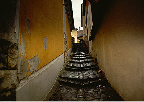 台阶,狭窄,小路,布达佩斯,匈牙利