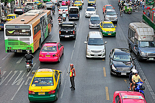 交通,警察,道路,曼谷,泰国,亚洲