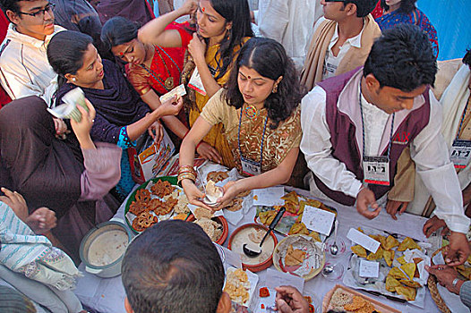 人,拥挤,圆,年糕,庆贺,冬天,节日,达卡,首都,孟加拉,一月,2008年