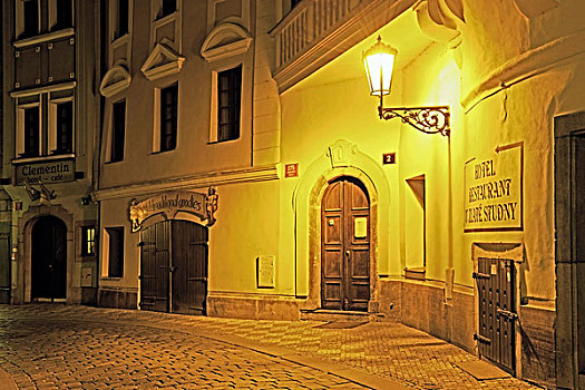 特色,小巷,历史,路灯,夜晚,老城广场,中心,布拉格,捷克共和国,欧洲