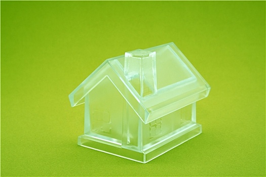 水晶,房子,绿色背景