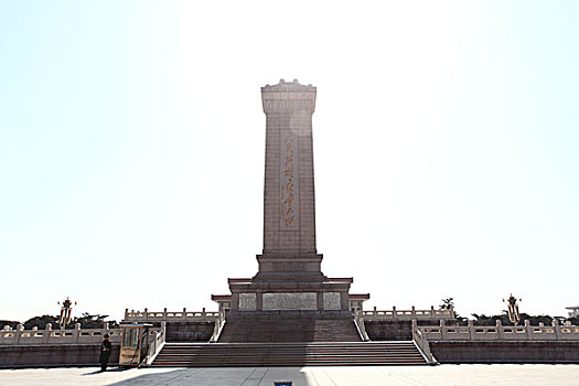 人民英雄纪念碑,中国,北京,天安门,广场,五星红旗,华表,全景,地标,传统,蓝天