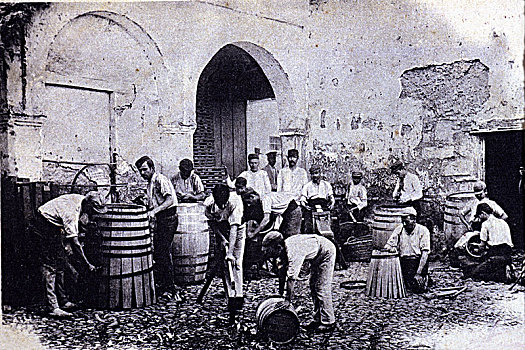 工作间,手工制作,桶,建筑,酿酒业,19世纪
