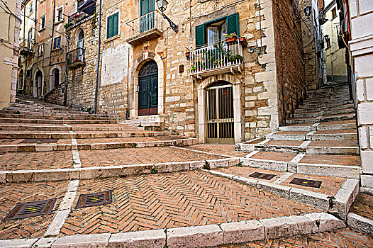 狭窄,小巷,楼梯,诞生地,老城,意大利,欧洲